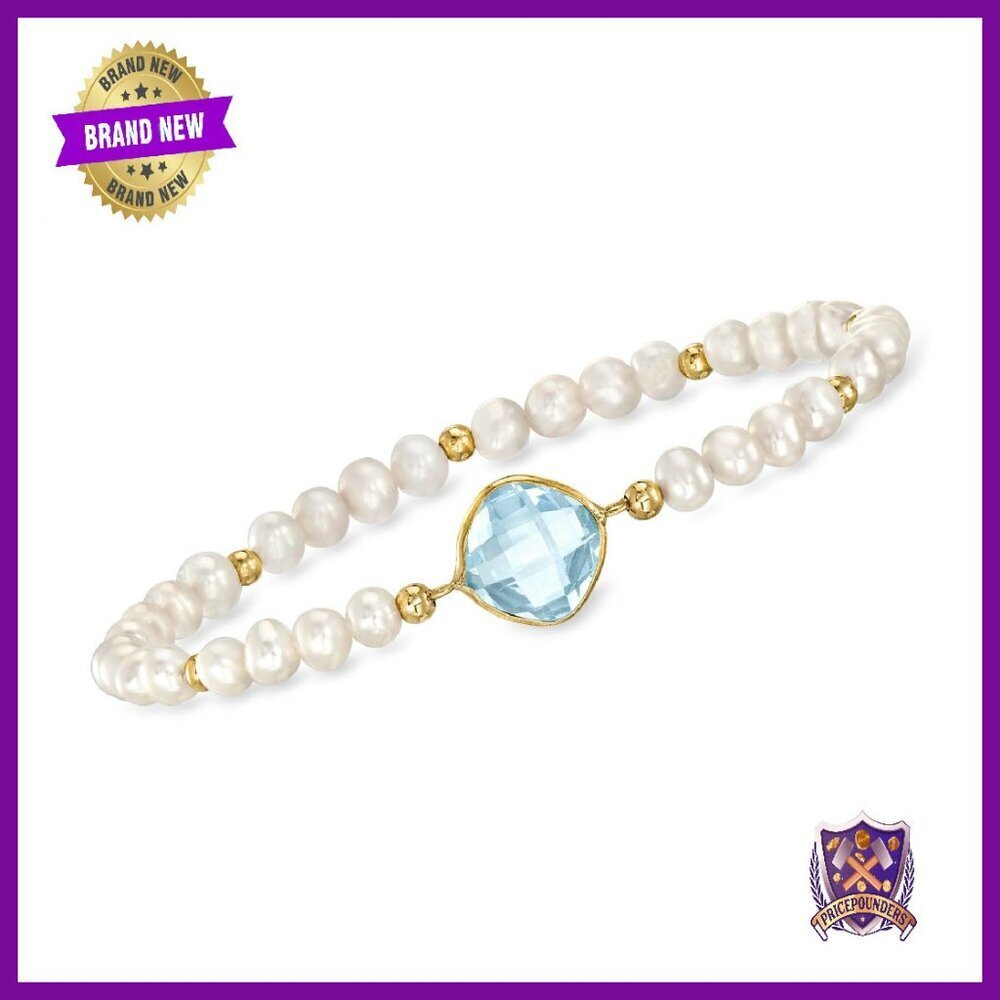 14kt Gold Topaz Pearl Bracelet 4.6ct No Clasp Women's Jewelry